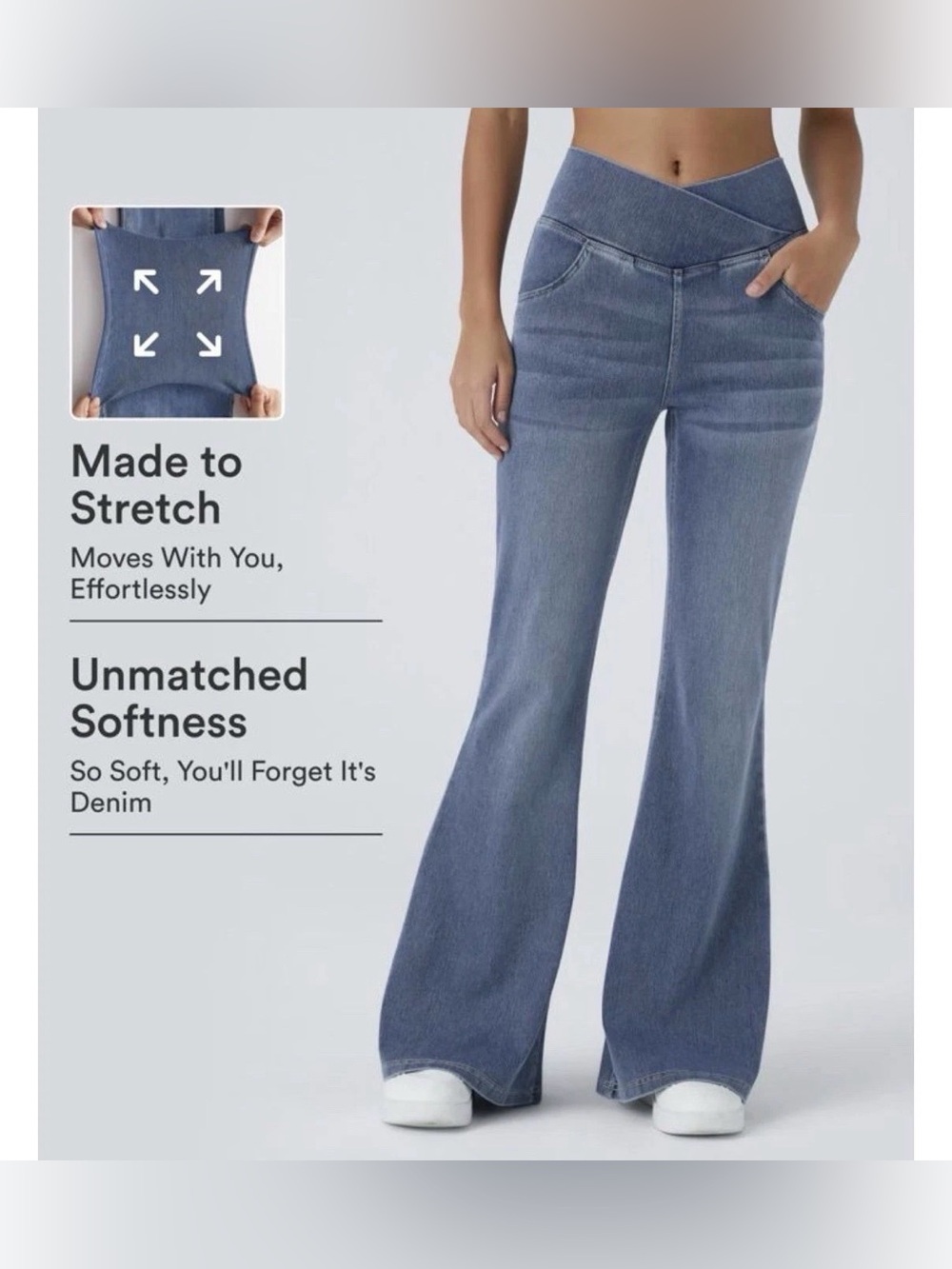 Halara Flex™ V-Cut Waist Blue Wash Flared
Stretch Jeans Pockets Women's 29 x30 - Picture 10 of 11